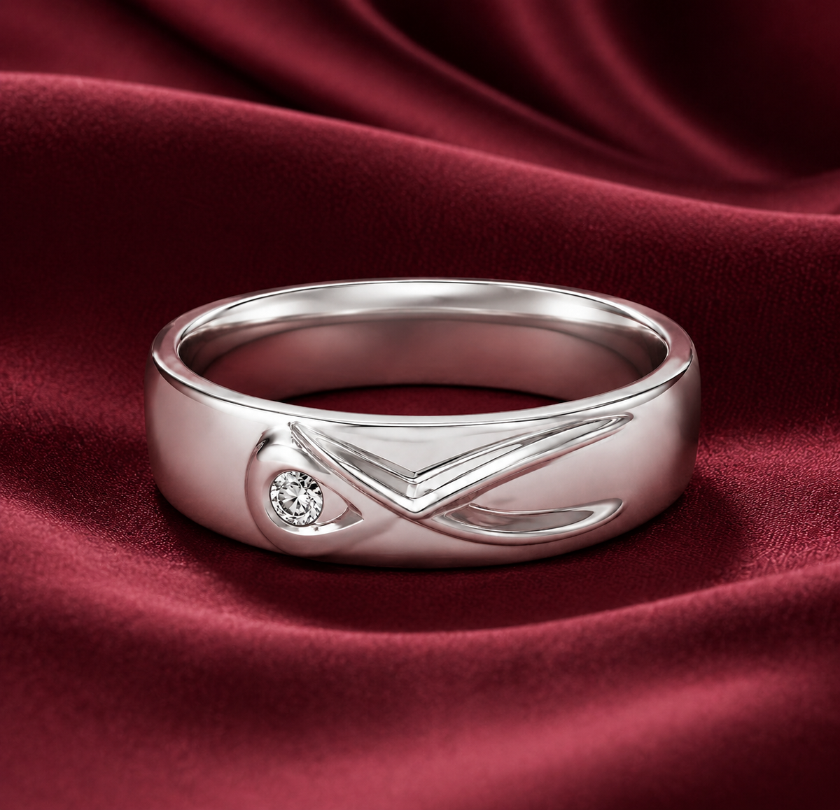 Pt950 Platinum Diamond Band with 0.04Ct IJ/SI Diamonds – 7.64g High Polish Finish | Savya Jewels
