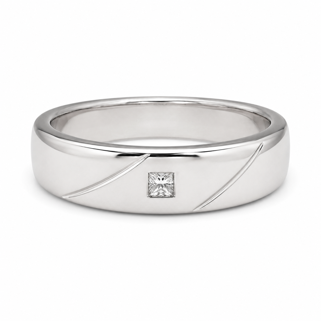 Pt950 Platinum Diamond Band with 0.08Ct IJ/SI Diamonds – 14.21g Bold High Polish Finish | Savya Jewels