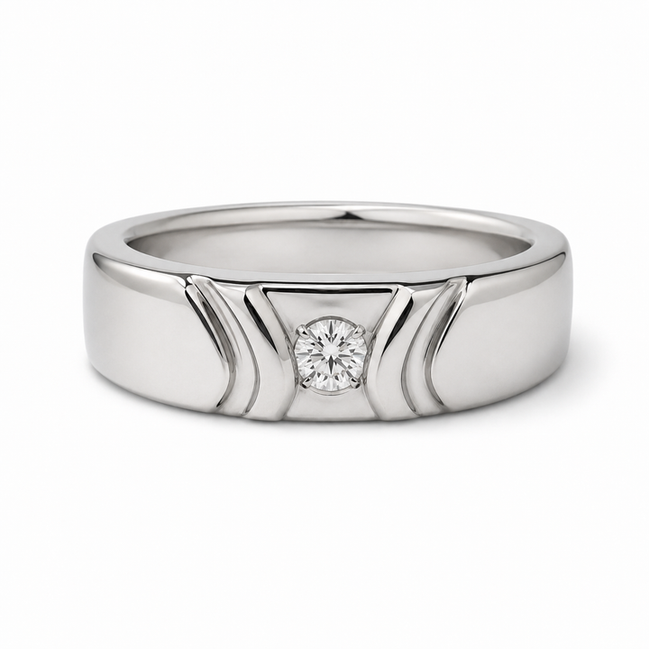 Pt950 Platinum Diamond Band with 0.12Ct IJ/SI Diamonds – 7.66g High Polish Finish | Savya Jewels