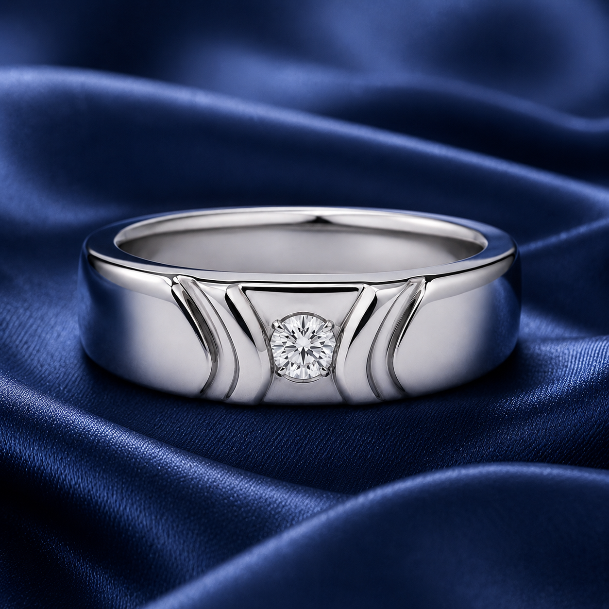 Pt950 Platinum Diamond Band with 0.12Ct IJ/SI Diamonds – 7.66g High Polish Finish | Savya Jewels