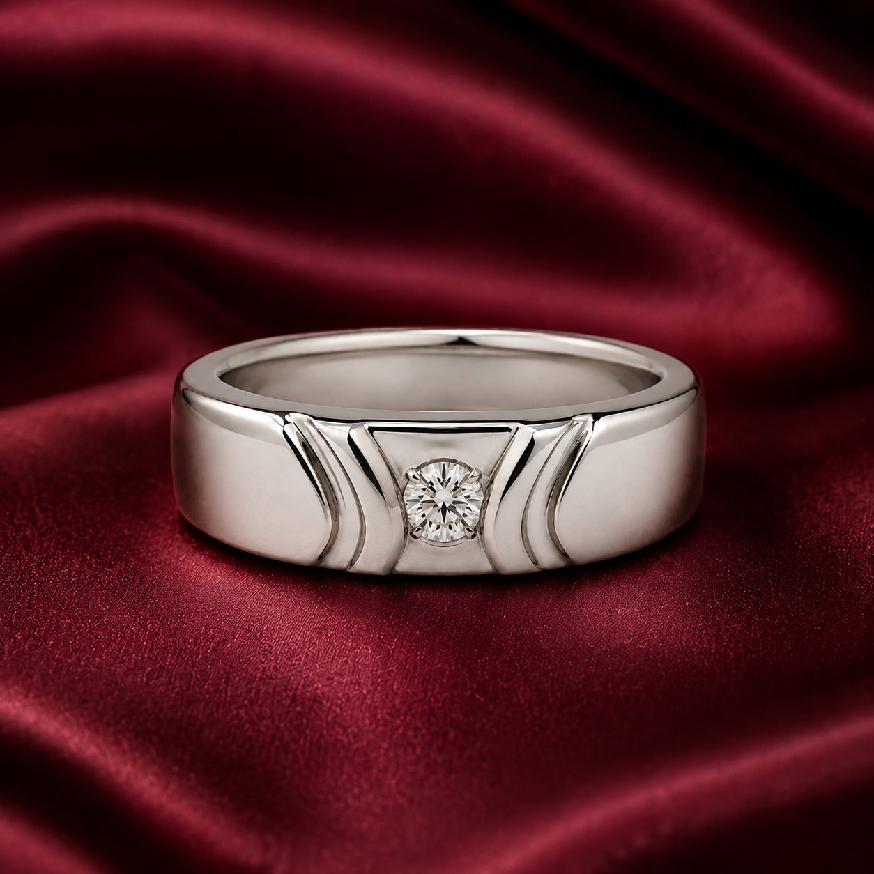 Pt950 Platinum Diamond Band with 0.12Ct IJ/SI Diamonds – 7.66g High Polish Finish | Savya Jewels