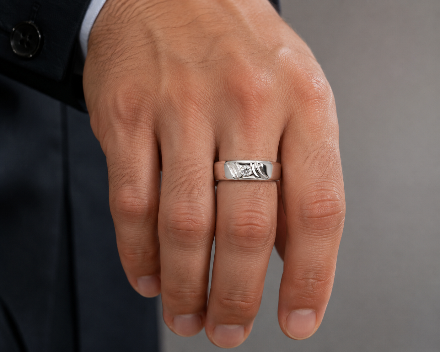 Pt950 Platinum Diamond Band with 0.12Ct IJ/SI Diamonds – 7.66g High Polish Finish | Savya Jewels