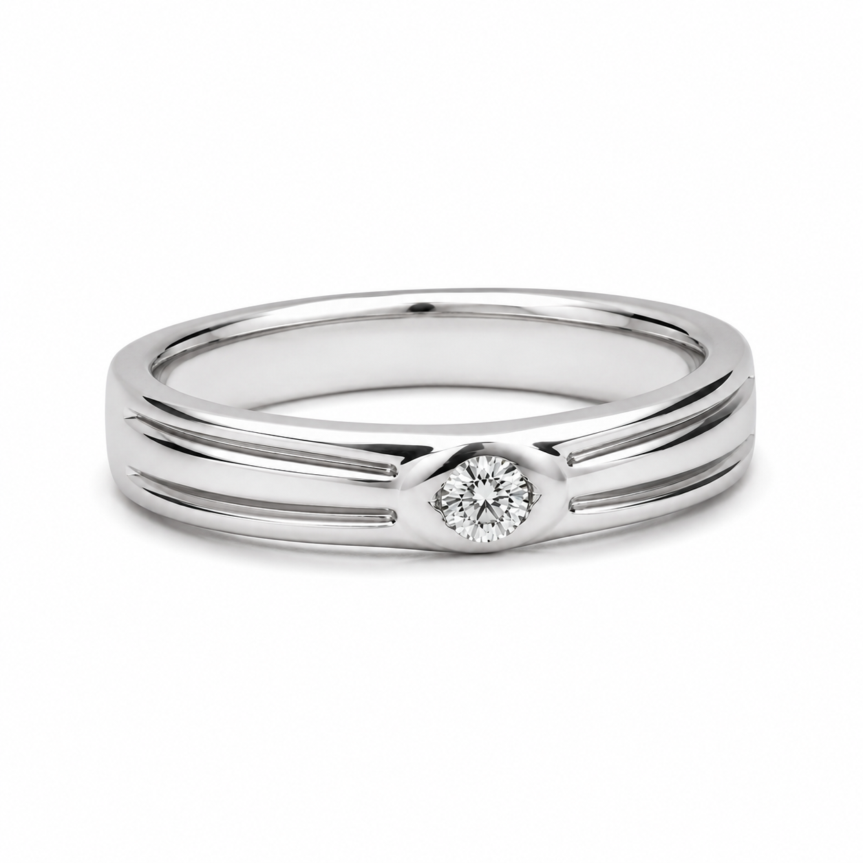 Pt950 Platinum Diamond Band with 0.13Ct GH/SI Diamonds – 8.18g High Polish Finish | Savya Jewels