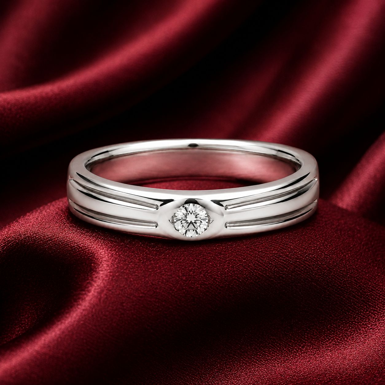 Pt950 Platinum Diamond Band with 0.13Ct GH/SI Diamonds – 8.18g High Polish Finish | Savya Jewels
