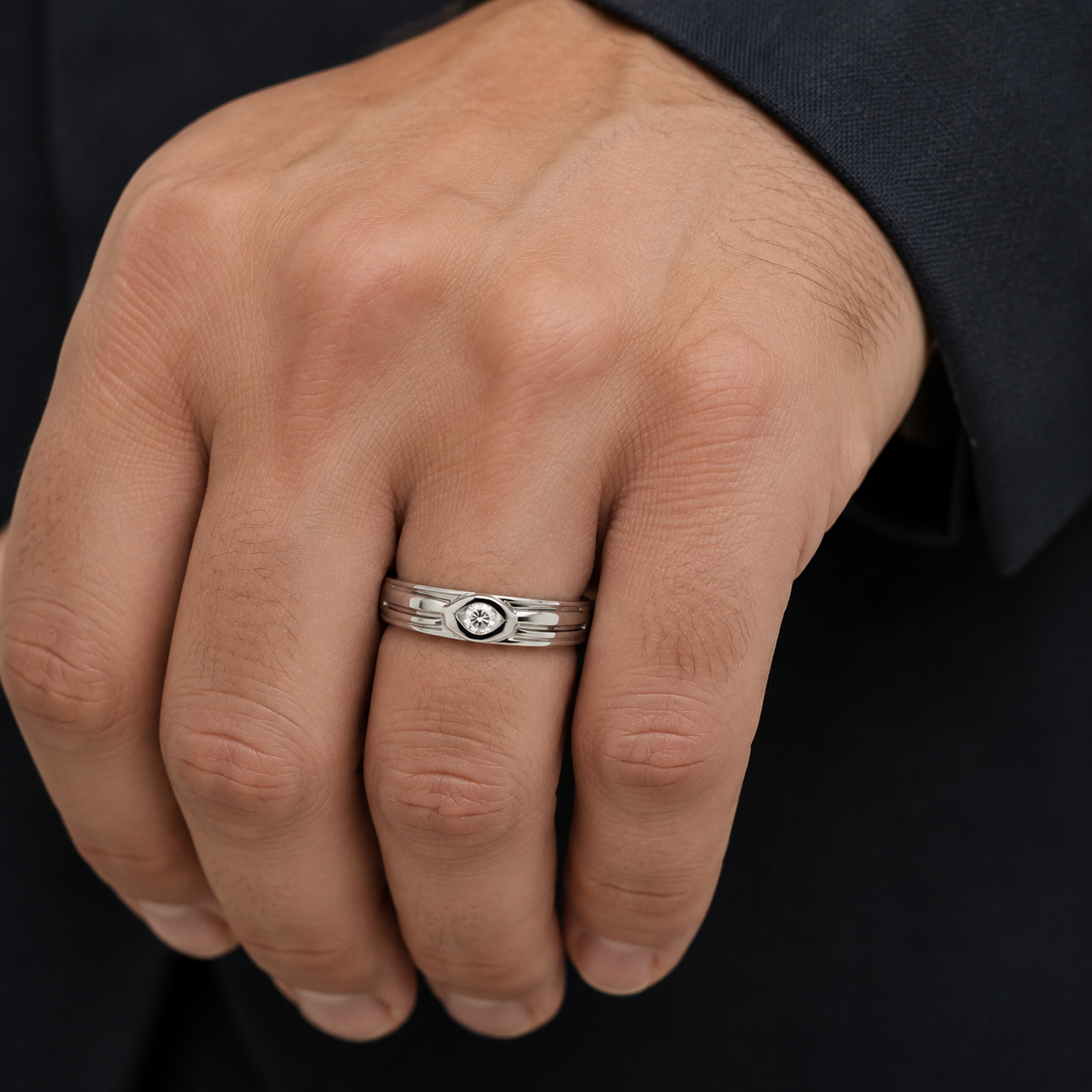 Pt950 Platinum Diamond Band with 0.13Ct GH/SI Diamonds – 8.18g High Polish Finish | Savya Jewels