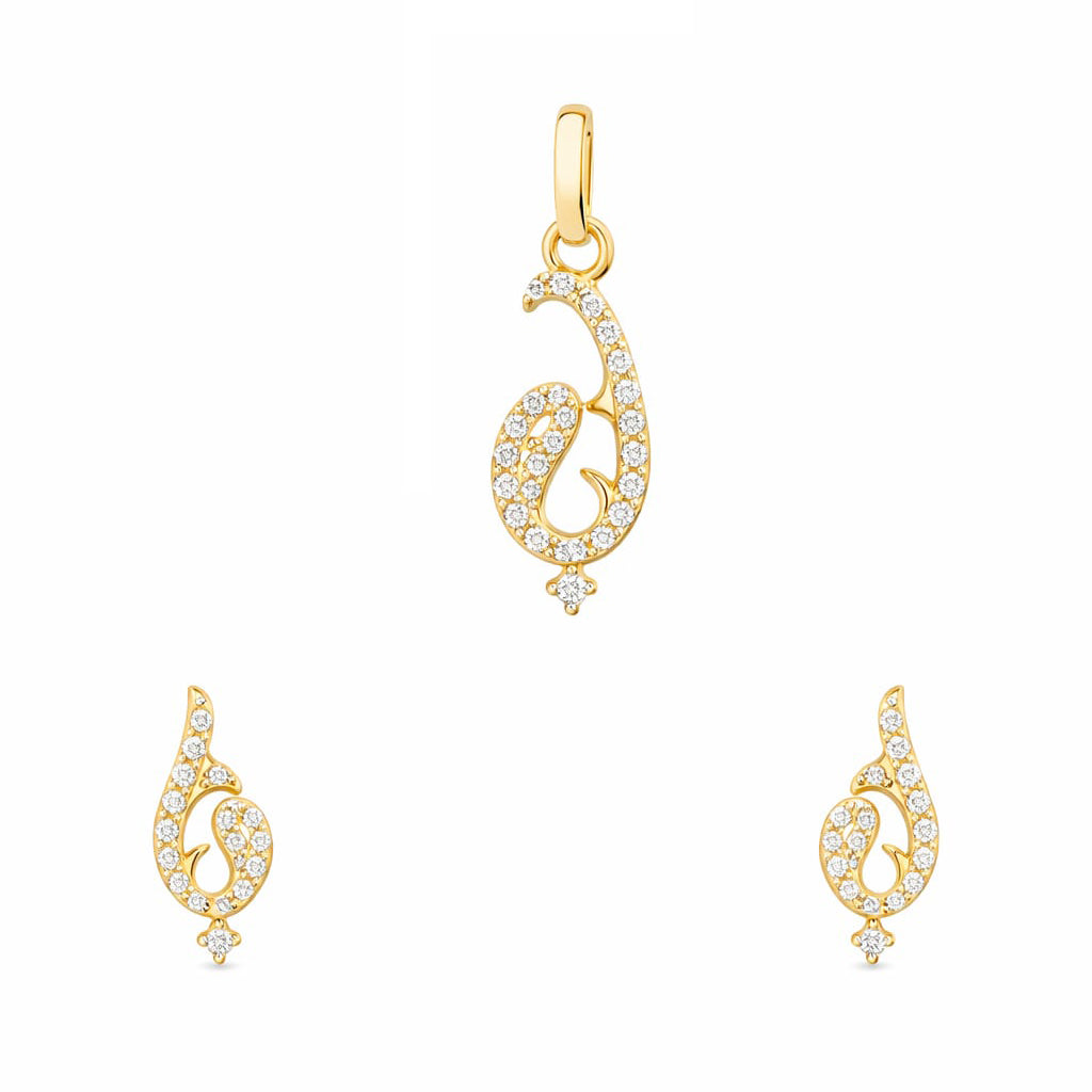 Best Paisley Grace Diamond Pendant Set in Meerut | Savya Jewels