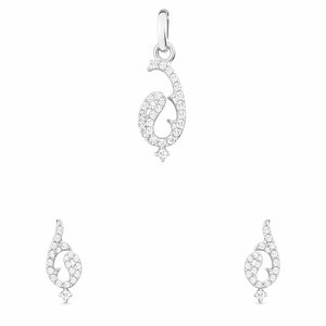 Signature Paisley Diamond Pendant Set | Savya Jewels | 18-kt-gold