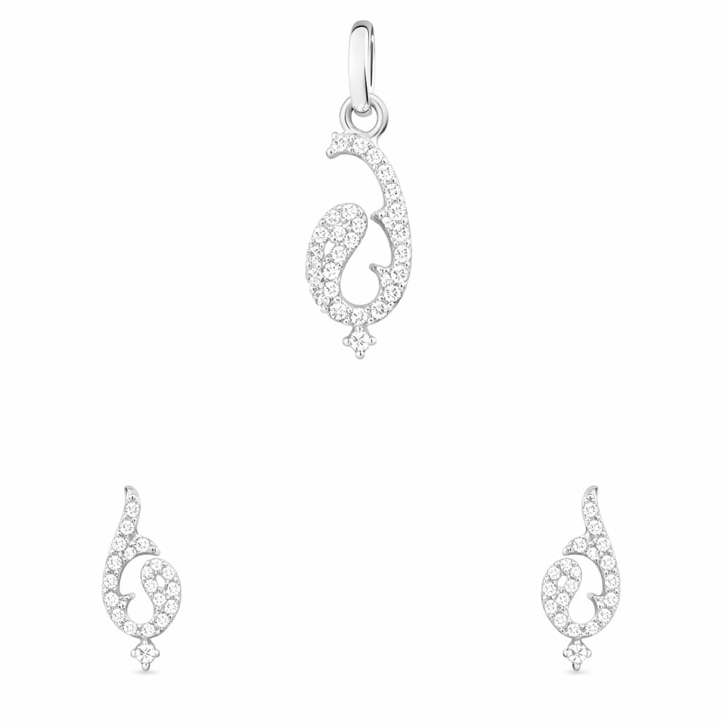 Signature Paisley Diamond Pendant Set | Savya Jewels | 18-kt-gold