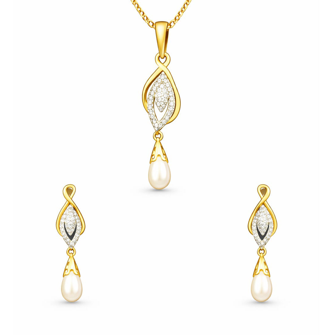 Best Pearl Grace Diamond Pendant Set in Meerut | Savya Jewels