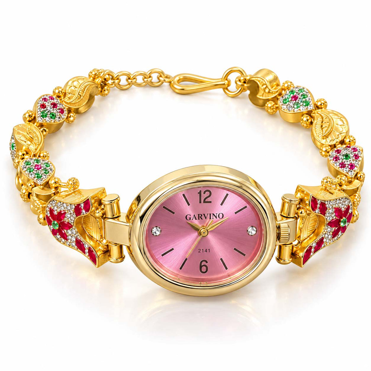 Pink Dial 925 Silver Ladies Watch with Gold-Tone Finish | Savya Jewels