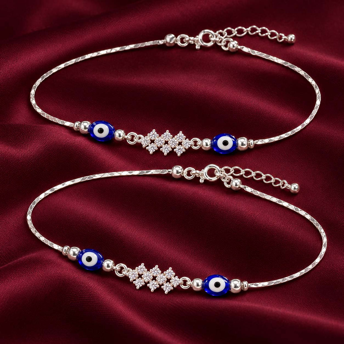 Blue Evil Eye 925 Sterling Silver Payal Anklets