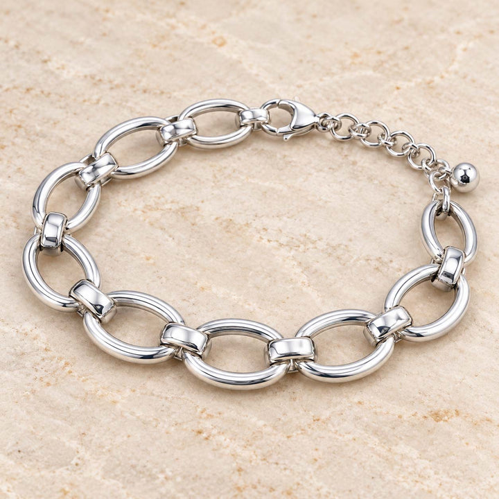 Premium Silver Oval Link Bracelet for Women | Savya Jewels