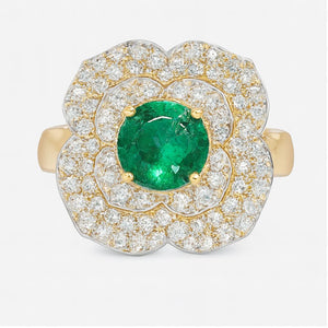 Best Luxury Emerald Surrounded Diamond Cocktail Ring in Meerut | Savya Jewels
