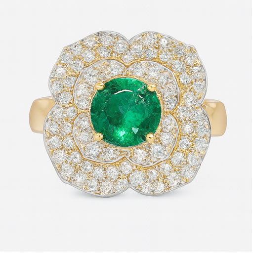 Best Luxury Emerald Surrounded Diamond Cocktail Ring in Meerut | Savya Jewels