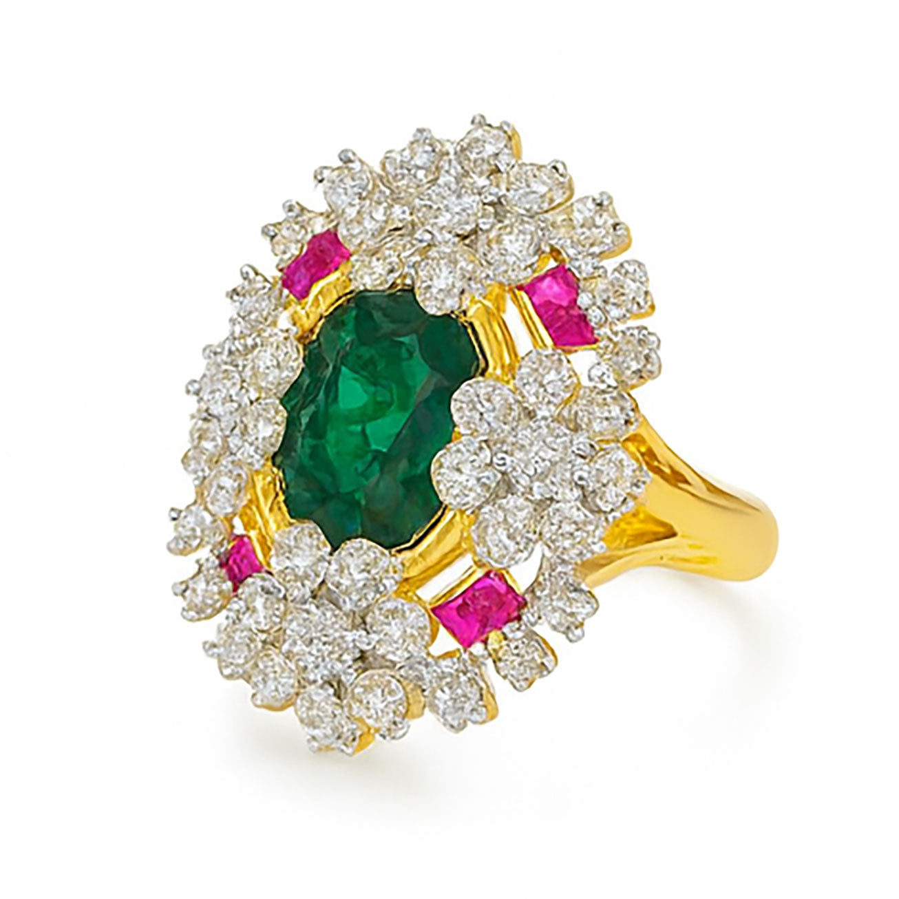Twinkle Crown Diamond Cocktail Ring | Savya Jewels | 18Kt 14-kt-gold | emerald