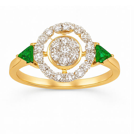 Art-Deco Emerald & Diamond Cluster Ring