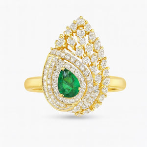 Sparkling Paisley Emerald & Diamond Ring | Savya Jewels | 18Kt 18-kt-gold | emerald