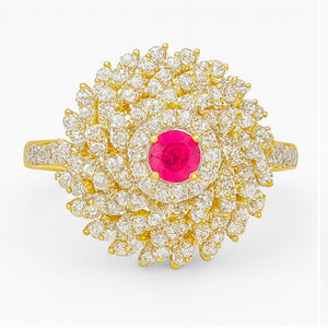 Ruby Bloom Diamond Cocktail Ring | Savya Jewels | 18Kt 18-kt-gold | ruby