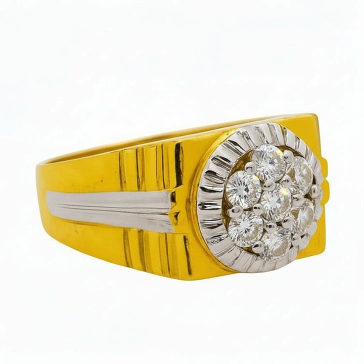 Men’s Round Cluster Diamond Gold Ring