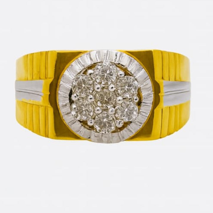 Men’s Round Cluster Diamond Gold Ring