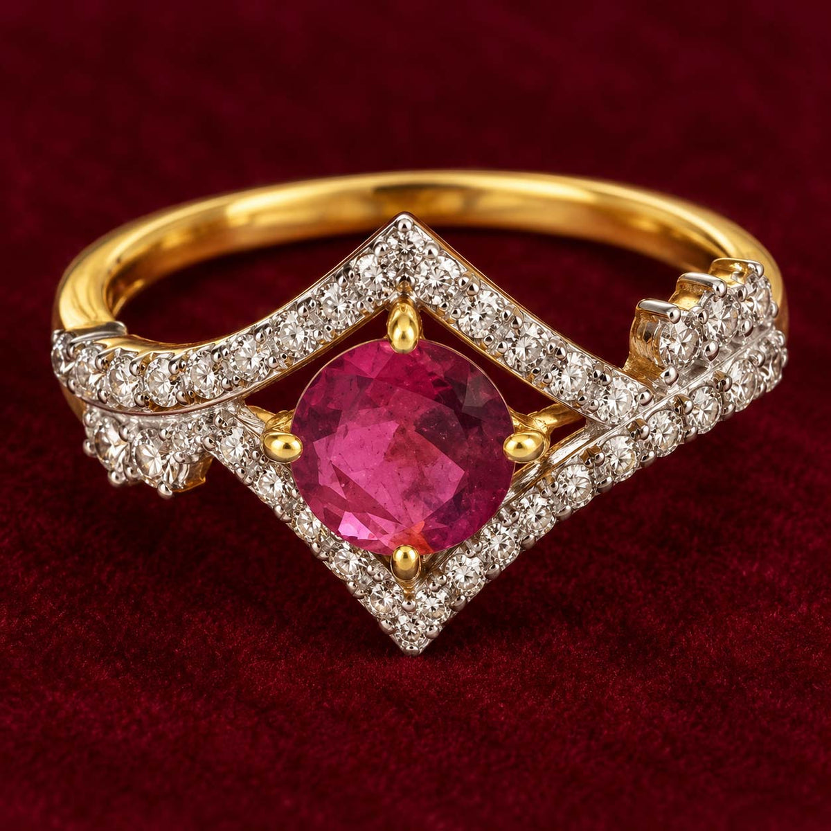 Sparkling Ruby Crown Statement Ring