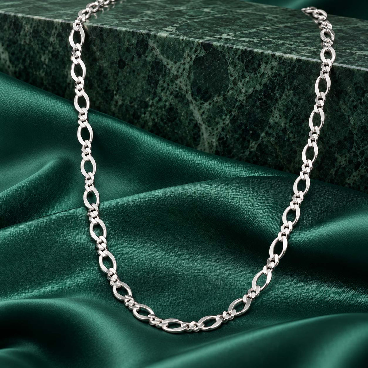 925 Sterling Silver Alternating Link Chain for Men, 10.600 g