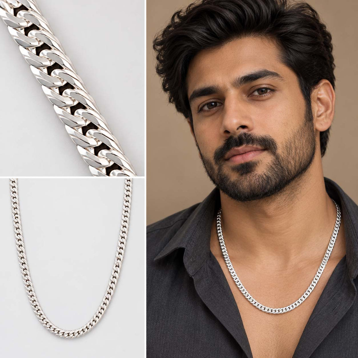 925 Sterling Silver Curb Chain for Men, 19.300 g