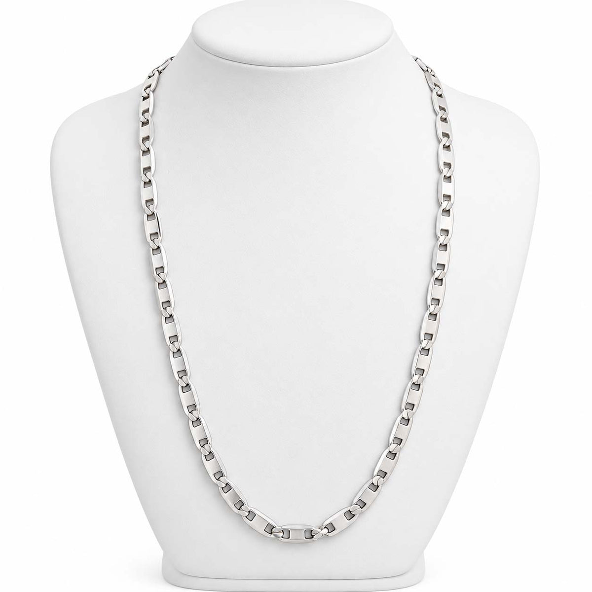 925 Sterling Silver Flat Link Chain for Men, 10.400 g