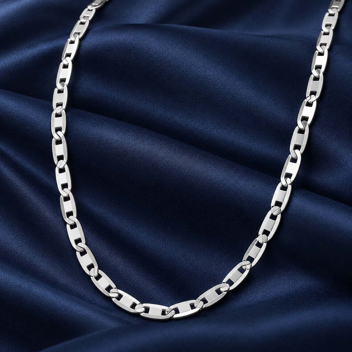 925 Sterling Silver Flat Link Chain for Men, 10.400 g