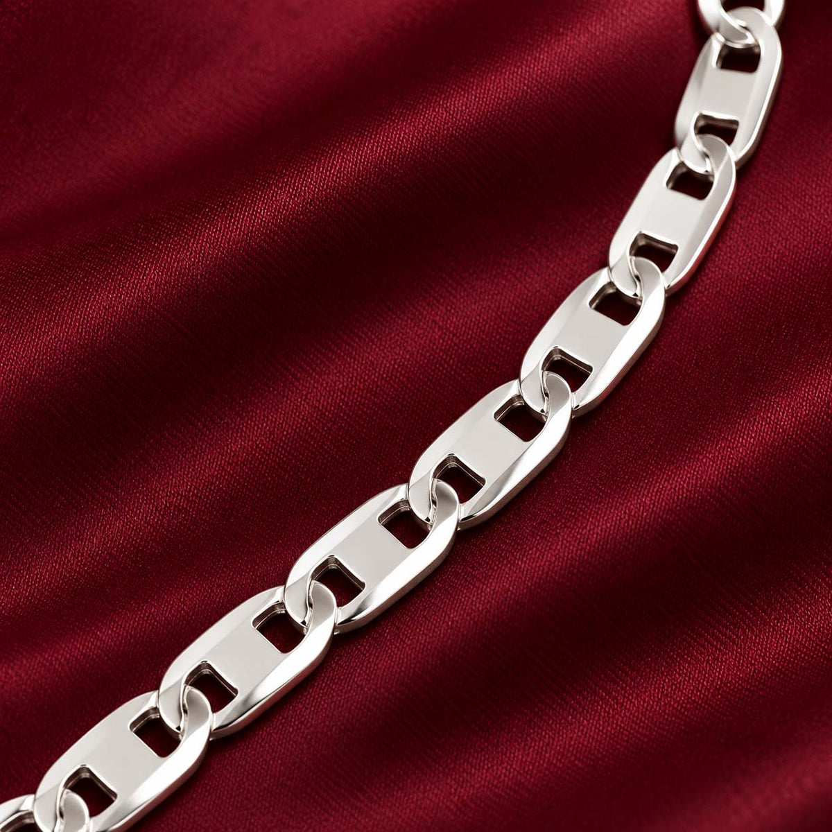 925 Sterling Silver Flat Link Chain for Men, 10.400 g