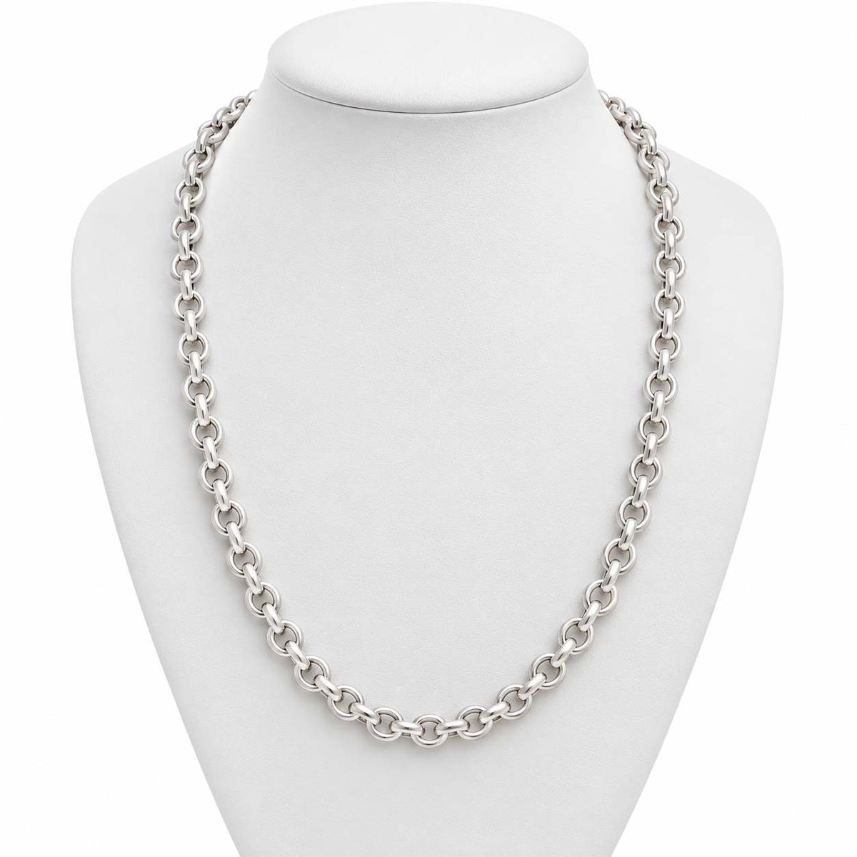 925 Sterling Silver Round Link Chain for Men