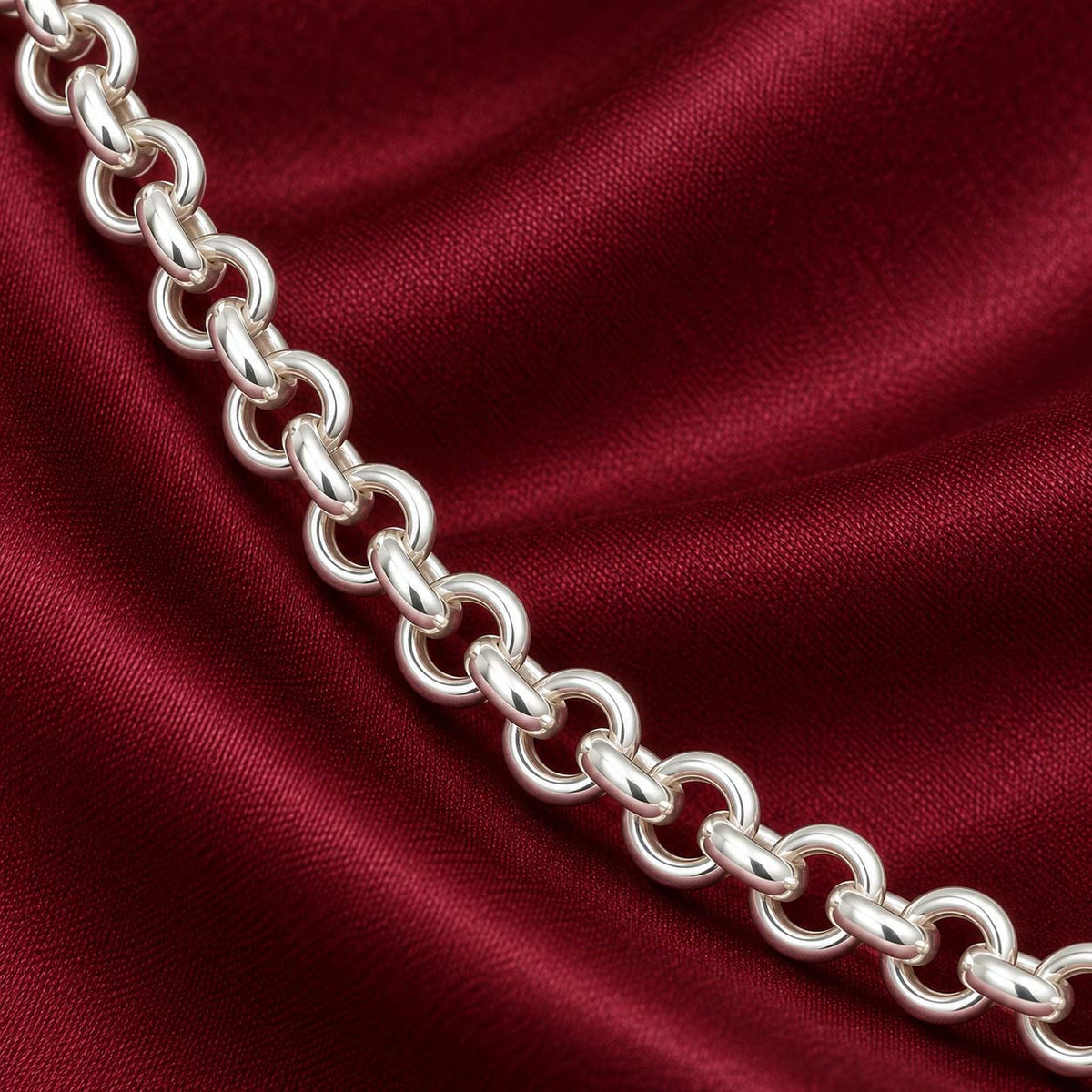 925 Sterling Silver Round Link Chain for Men