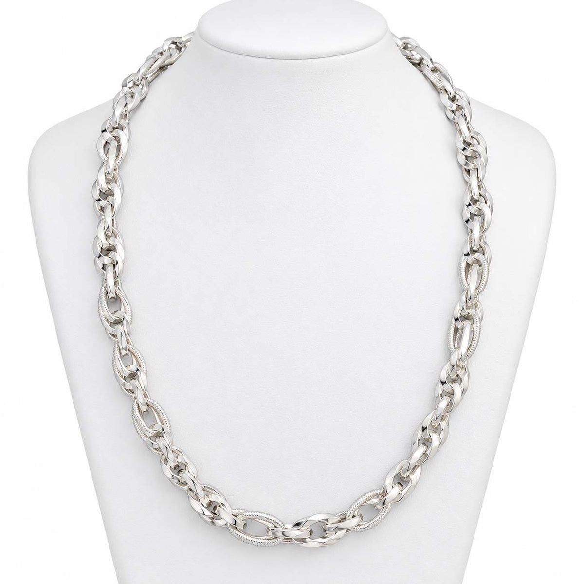 925 Sterling Silver Oval Link Chain for Men, 14.750 g