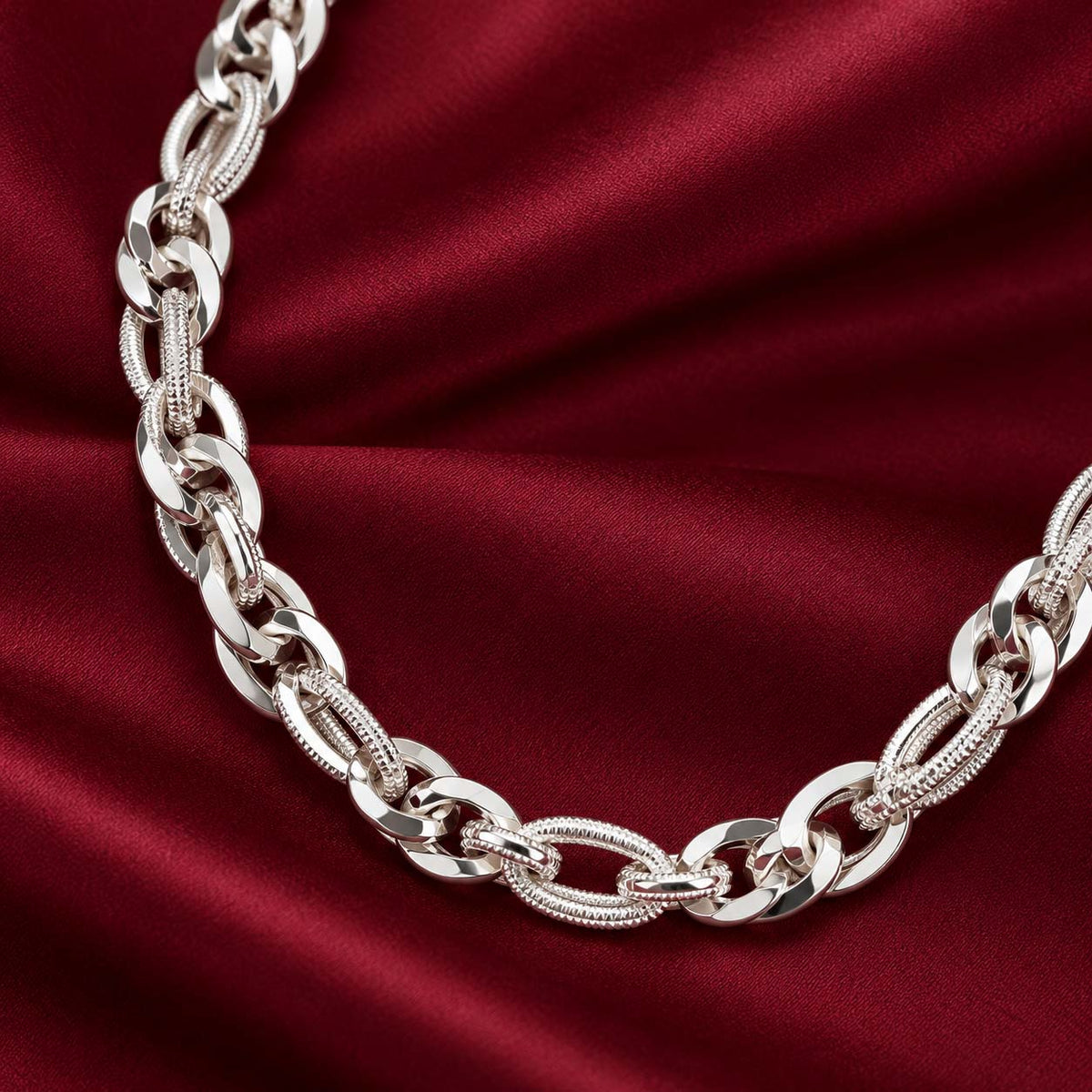 925 Sterling Silver Oval Link Chain for Men, 14.750 g