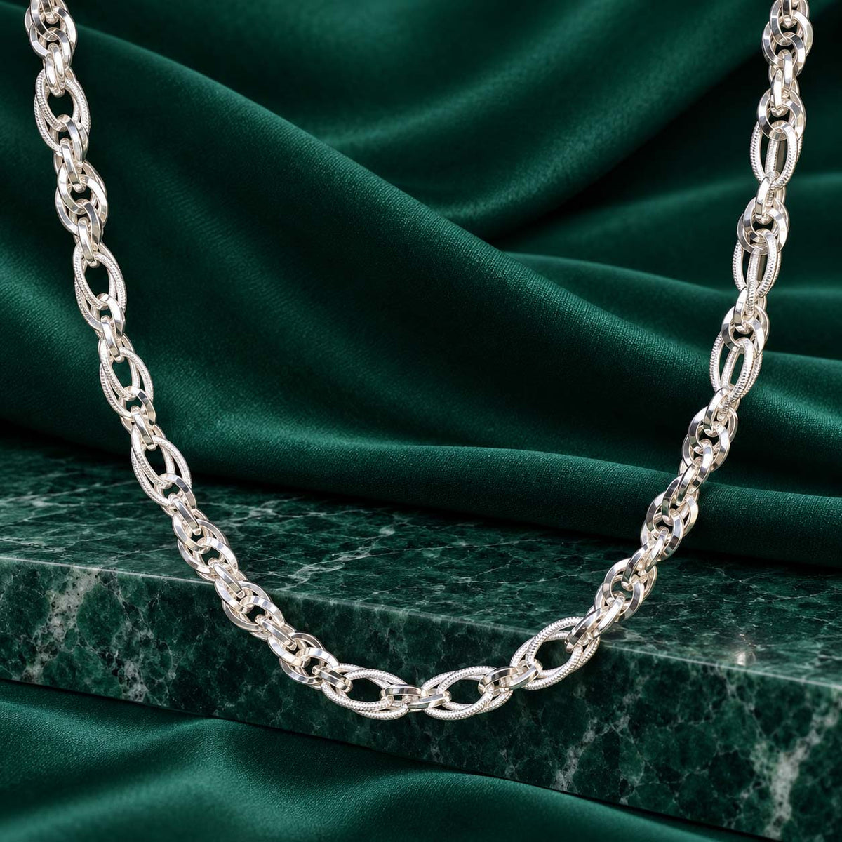 925 Sterling Silver Oval Link Chain for Men, 14.750 g