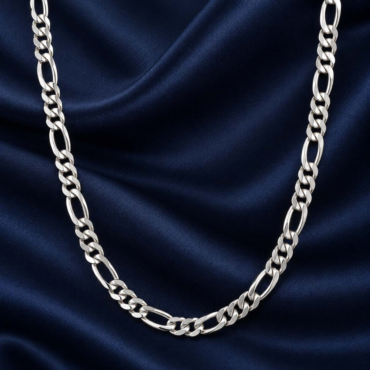 925 Sterling Silver Figaro Chain for Men, 24.800 g
