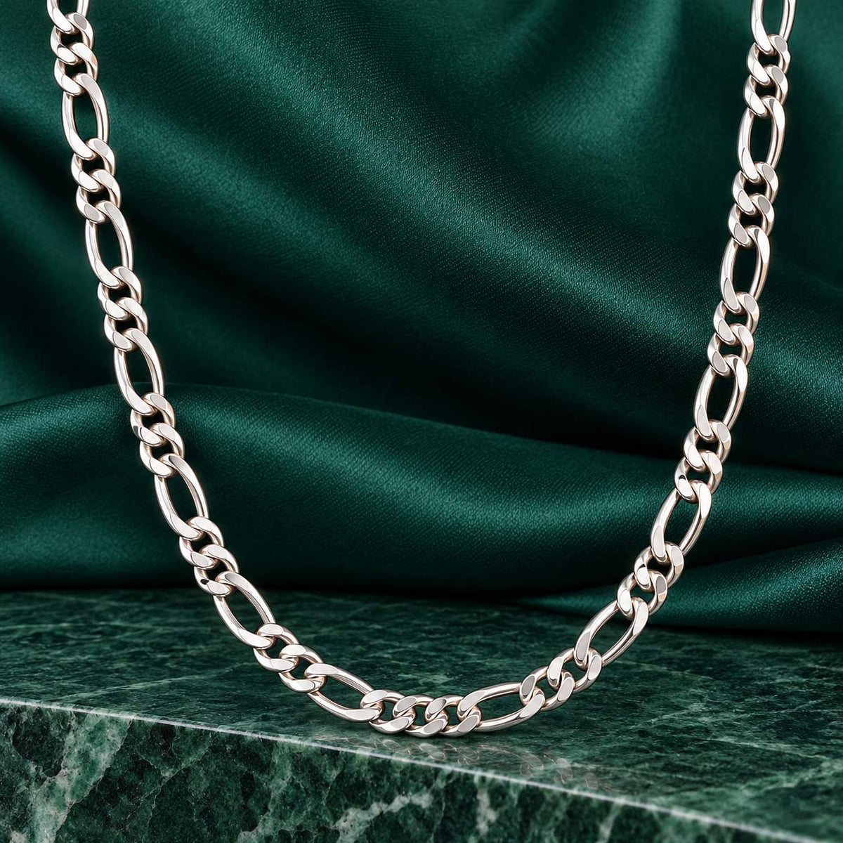 925 Sterling Silver Figaro Chain for Men, 24.800 g