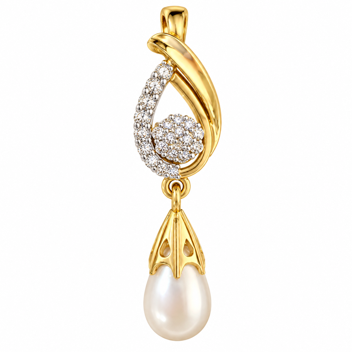 Royale Swirl Diamond Pearl Pendant Set
