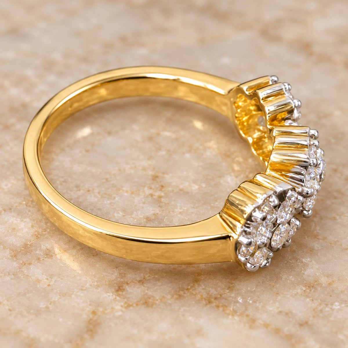 Three Flowers Diamond Cluster Ring