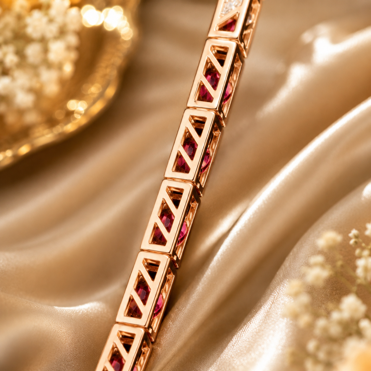 Princess Cut Diamond & Ruby Bracelet | IGI Certified | Savya Jewels