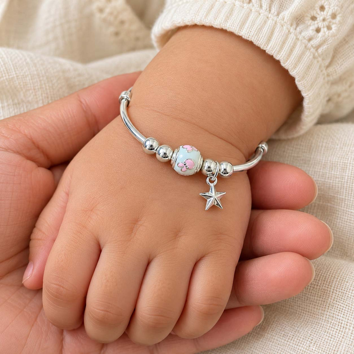 Silver Baby Bracelet with Oval Name Plate | Savya Jewels