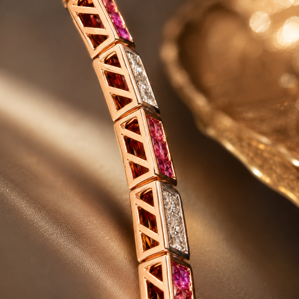 Princess Cut Diamond & Ruby Bracelet | IGI Certified | Savya Jewels