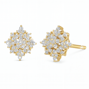 Signature Marquise Diamond Studs – Dual Tone Finish | Savya Jewels | 18-kt-gold