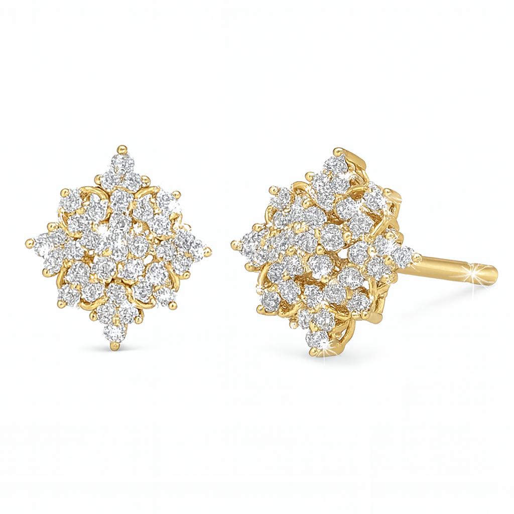 Signature Marquise Diamond Studs – Dual Tone Finish | Savya Jewels | 18-kt-gold