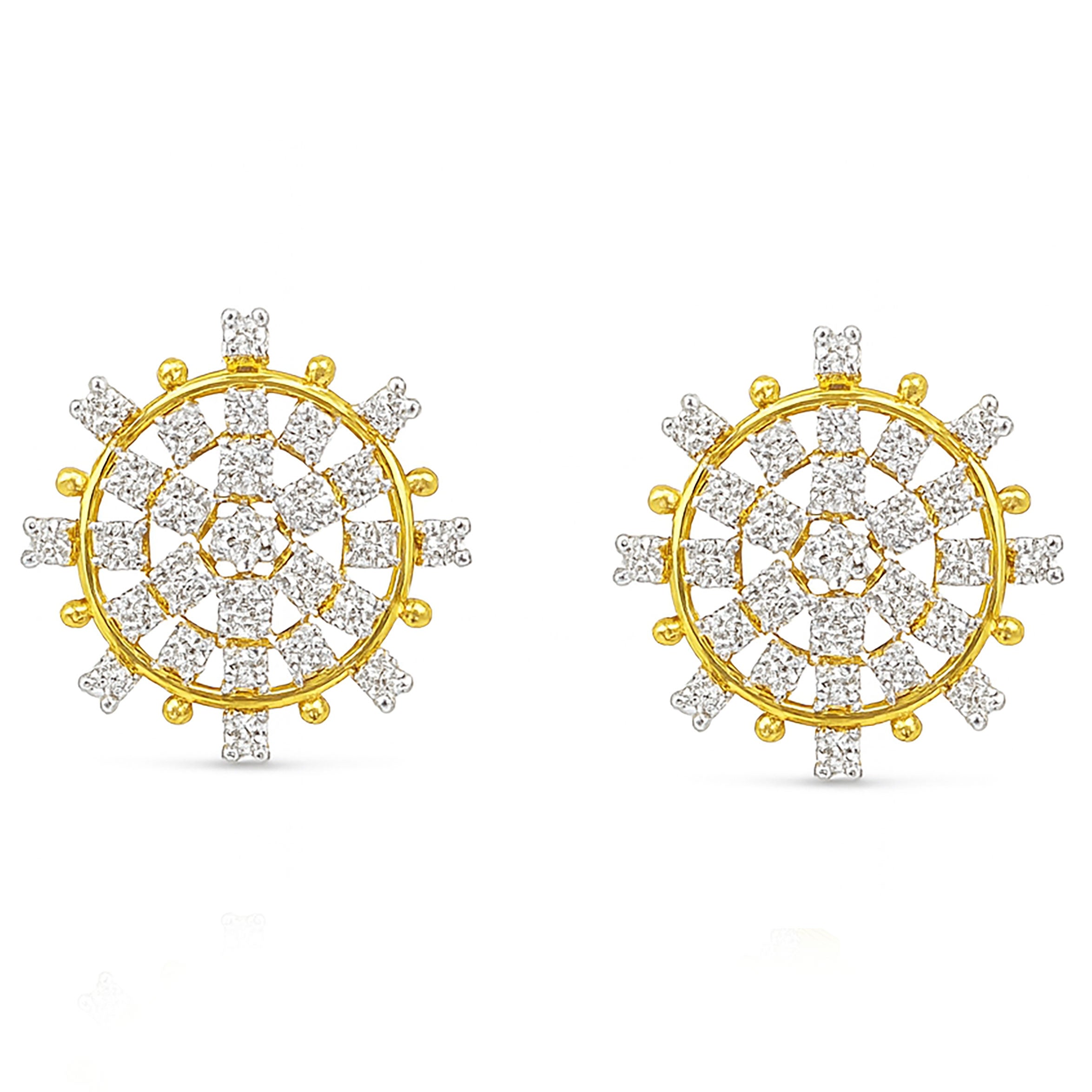 Premium Yellow Gold Round Diamond Tops | Savya Jewels | 18-kt-gold