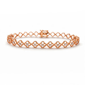 Rose Gold Floral Tennis Diamond Bracelet