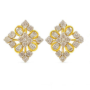Best Designer Diamond Studs in Dual-Tone Gold in Meerut | Savya Jewels