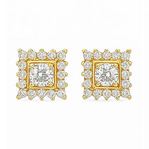 Two-Tone Diamond Stud Earrings | Savya Jewels | 14-kt-gold