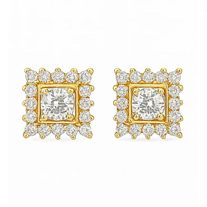 Two-Tone Diamond Stud Earrings | Savya Jewels | 14-kt-gold