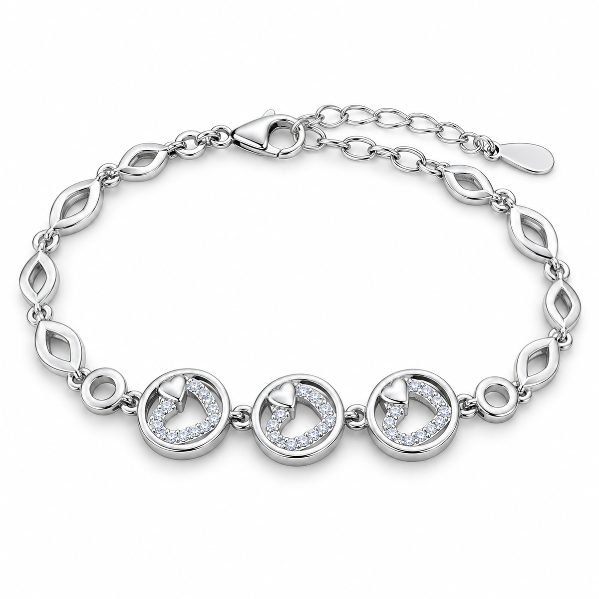 Heart Silver Link Bracelet for Women | Savya Jewels